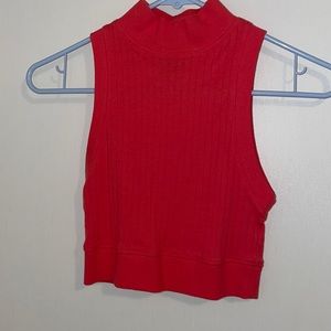Yoga crop mock neck top